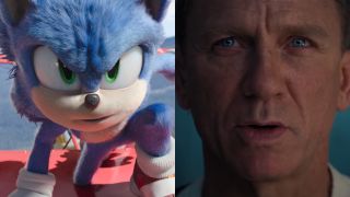 Sonic The Hedgehog in Sonic The Hedgehog 2 and Daniel Craig in No Time To Die pictured side by side. 