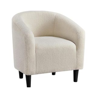 A white boucle accent chair
