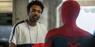 Donald Glover and Tom Holland in Spider-Man: Homecoming