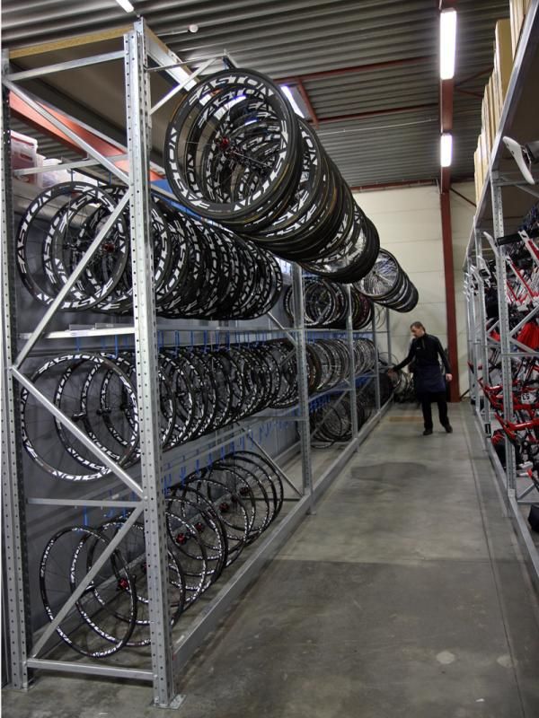 BMC has so many wheels on hand that the mechanics had to add an extra rack up top.