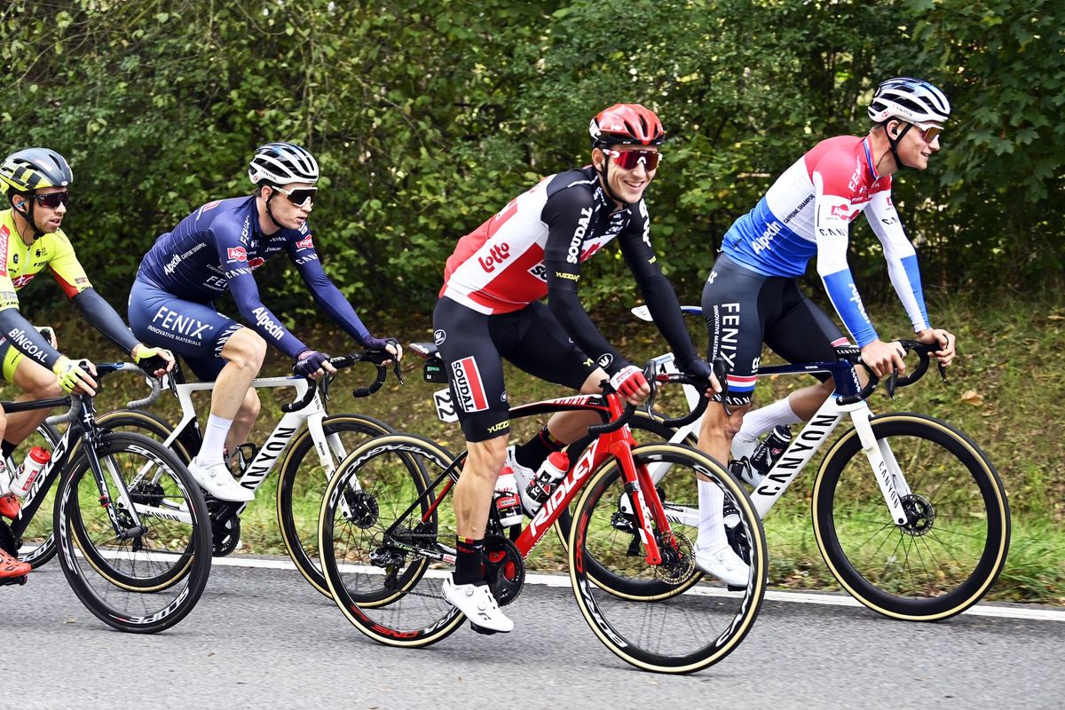 De Brabantse Pijl 2020 La Fleche Brabanconne 60th Edition Leuven Overijse 197km 07102020 Jasper De Buyst BEL Lotto Soudal Mathieu Van Der Poel NED Alpecin Fenix photo Nico VereeckenPNBettiniPhoto2020