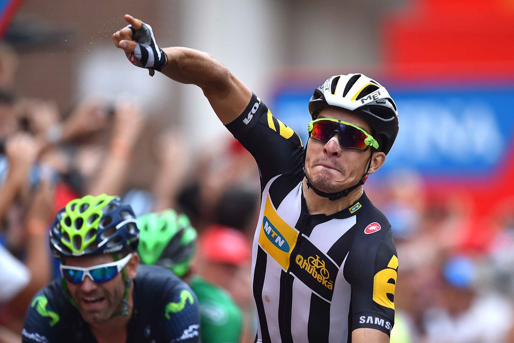 Kristian Sbaragli (MTN-Qhubeka) celebrates his stage 10 win.