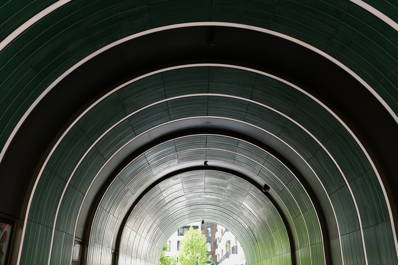 Green roof of a tunnel walkway