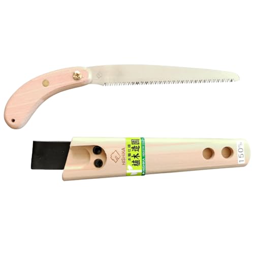Authentic Japanese Mini Pruning Saw &amp;mdash; Pull-Cut Crosscut Blade With Sheath; for Fruit Trees &amp;amp; Shrubs; Hishika, Made in Japan (150 Mm (6 In))