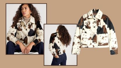 two model shots and a cut out image of the river island jacket 