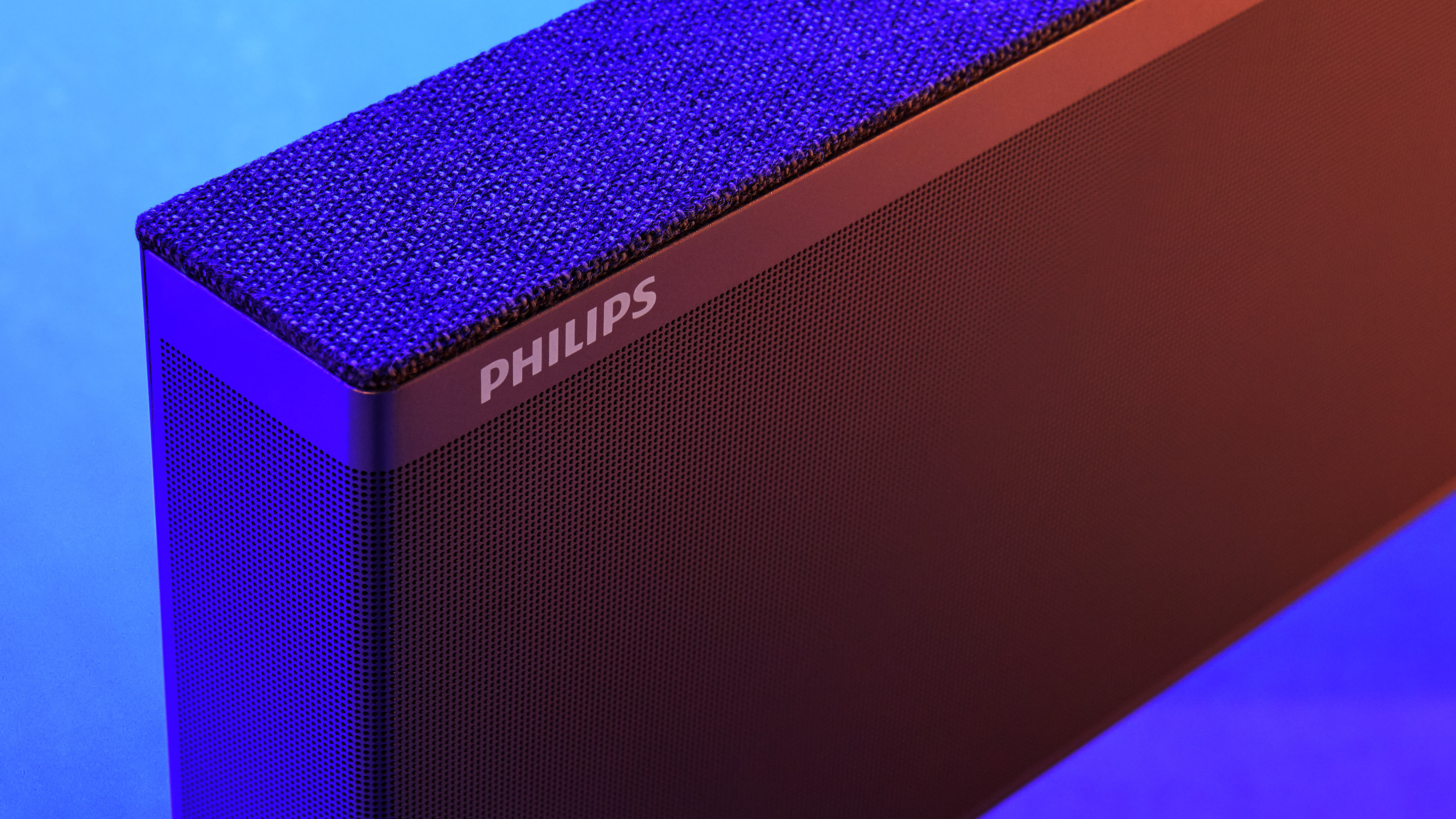 close-up on speaker enclosure for Philips TV