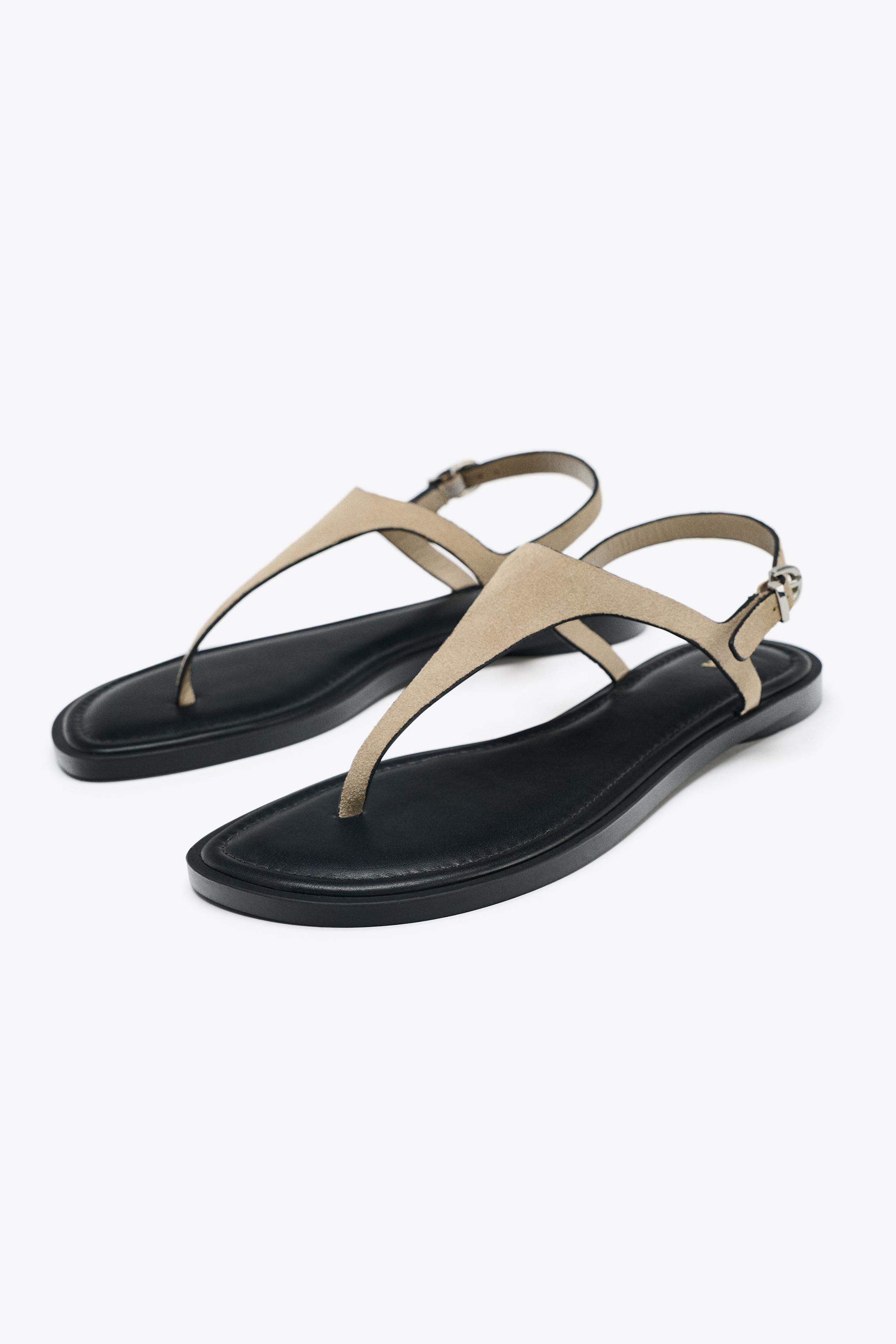 Leather Buckle-Strap Sandals