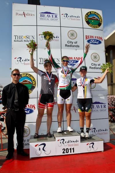 Theresa Cliff-Ryan (Colavita-Forno d'Asolo) first for the day with Jennifer Purcell (Danbury Audi) second and Chloe Hosking (HTC-Highroad) third