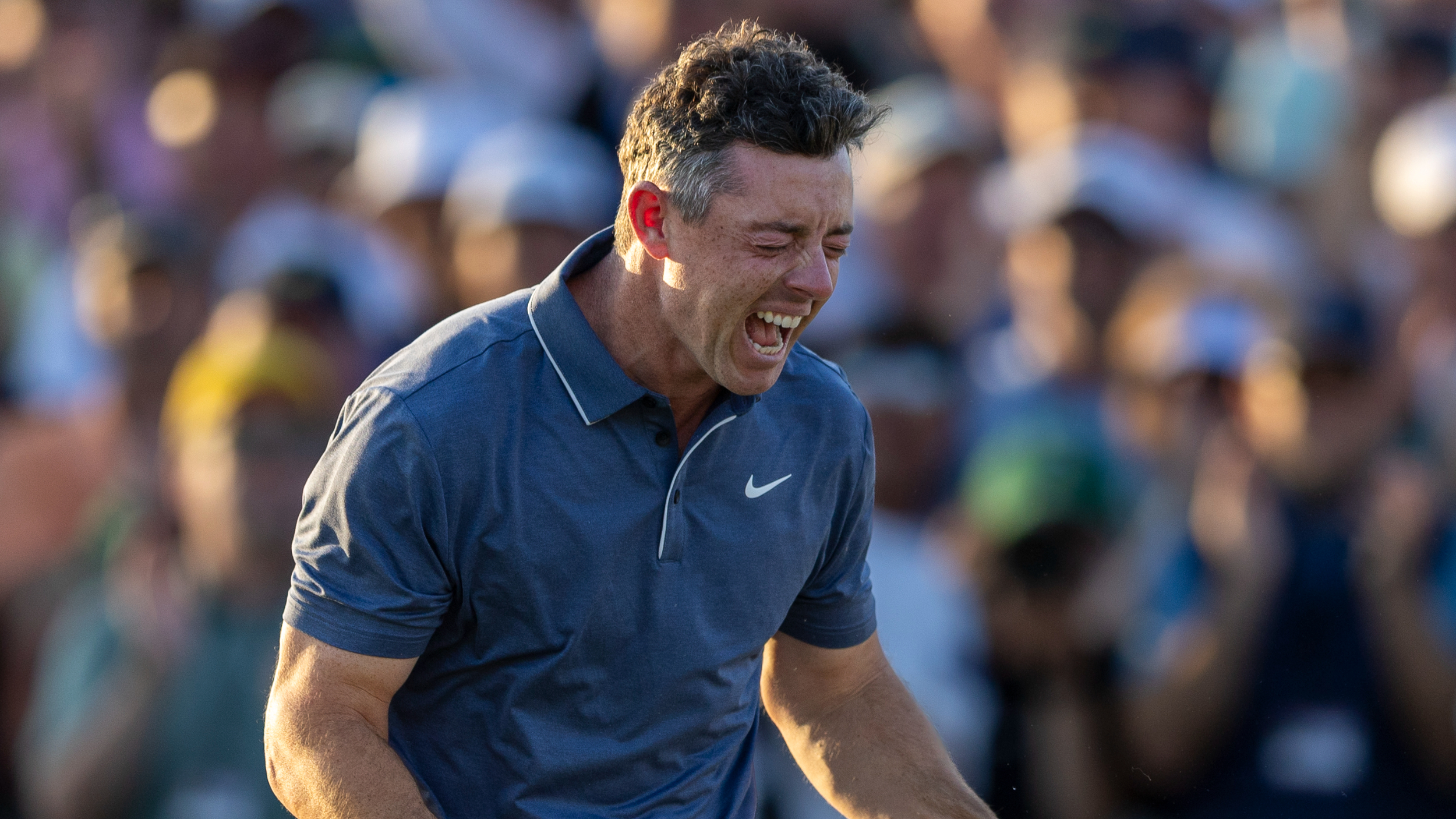 Rory McIlroy reacts to winning The Masters