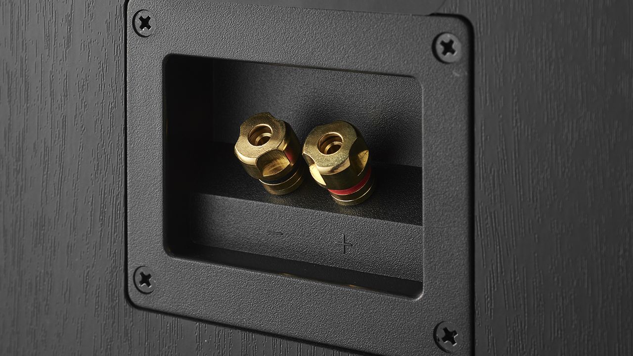 Binding posts on the Elac Debut B5.2 speakers
