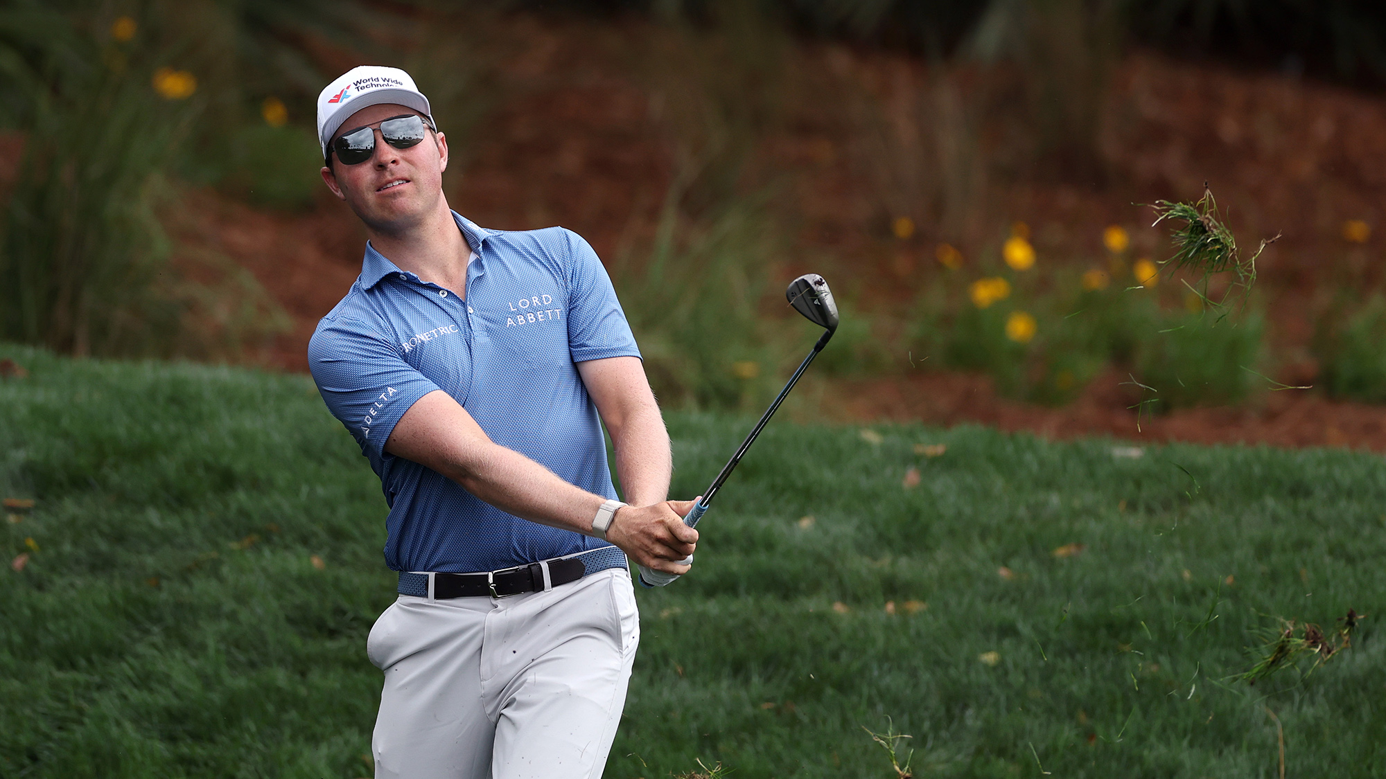PONTE VEDRA BEACH, FLORIDA - MARCH 12: Ben Griffin of the United States chips onto the second green during the first round of THE PLAYERS Championship 2026 at THE PLAYERS Stadium course at TPC Sawgrass on March 12, 2026 in Ponte Vedra Beach, Florida. (Photo by Richard Heathcote/Getty Images)