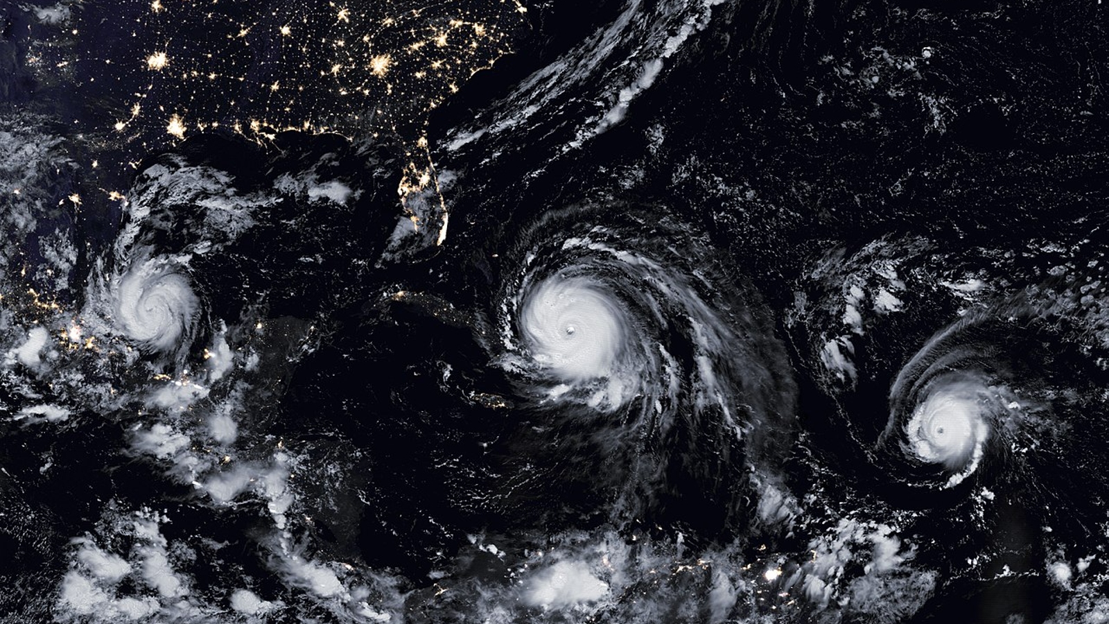  Earth from space: 3 hurricanes form a perfect line before smashing into land 