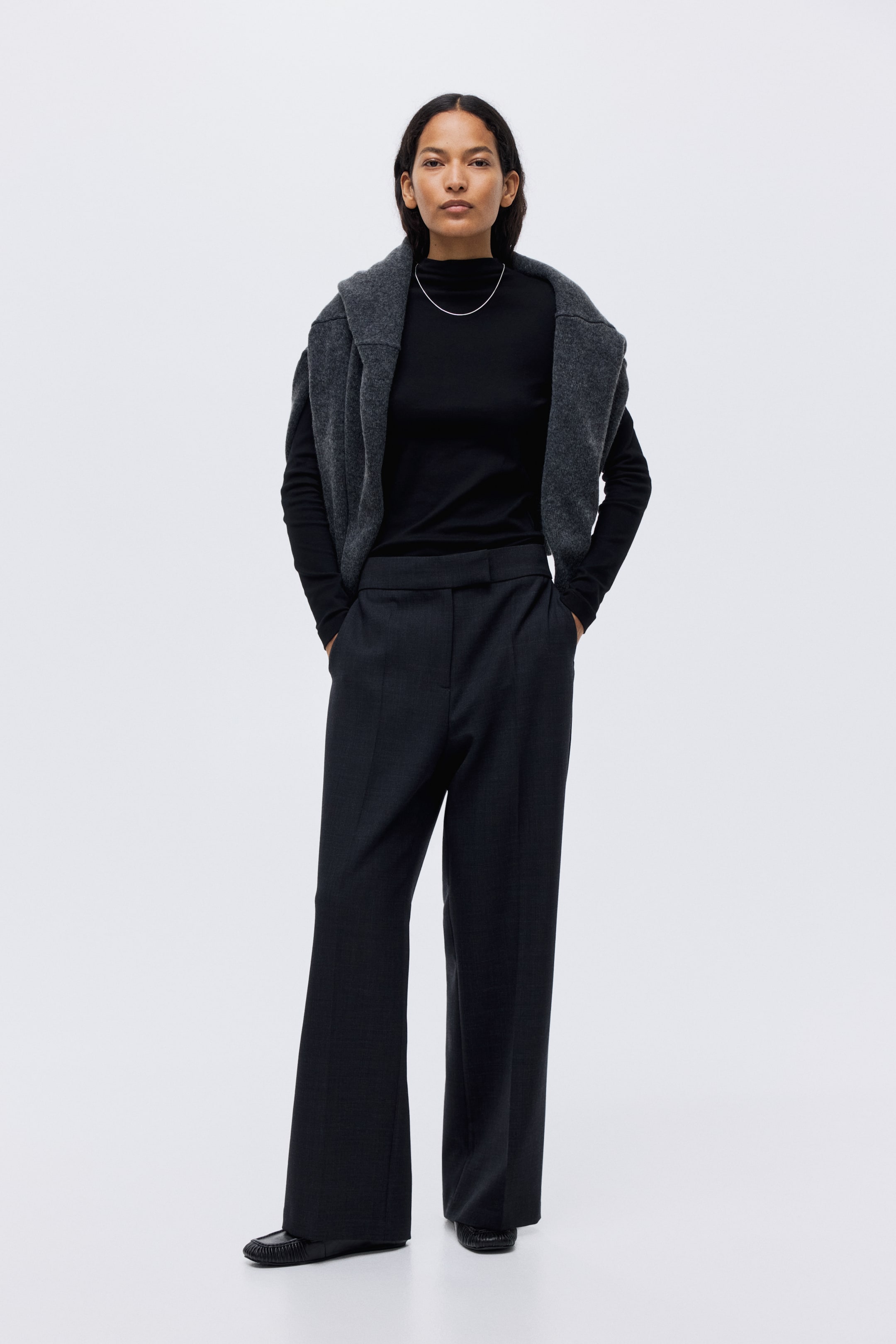 Wool-Blend Trousers - Black