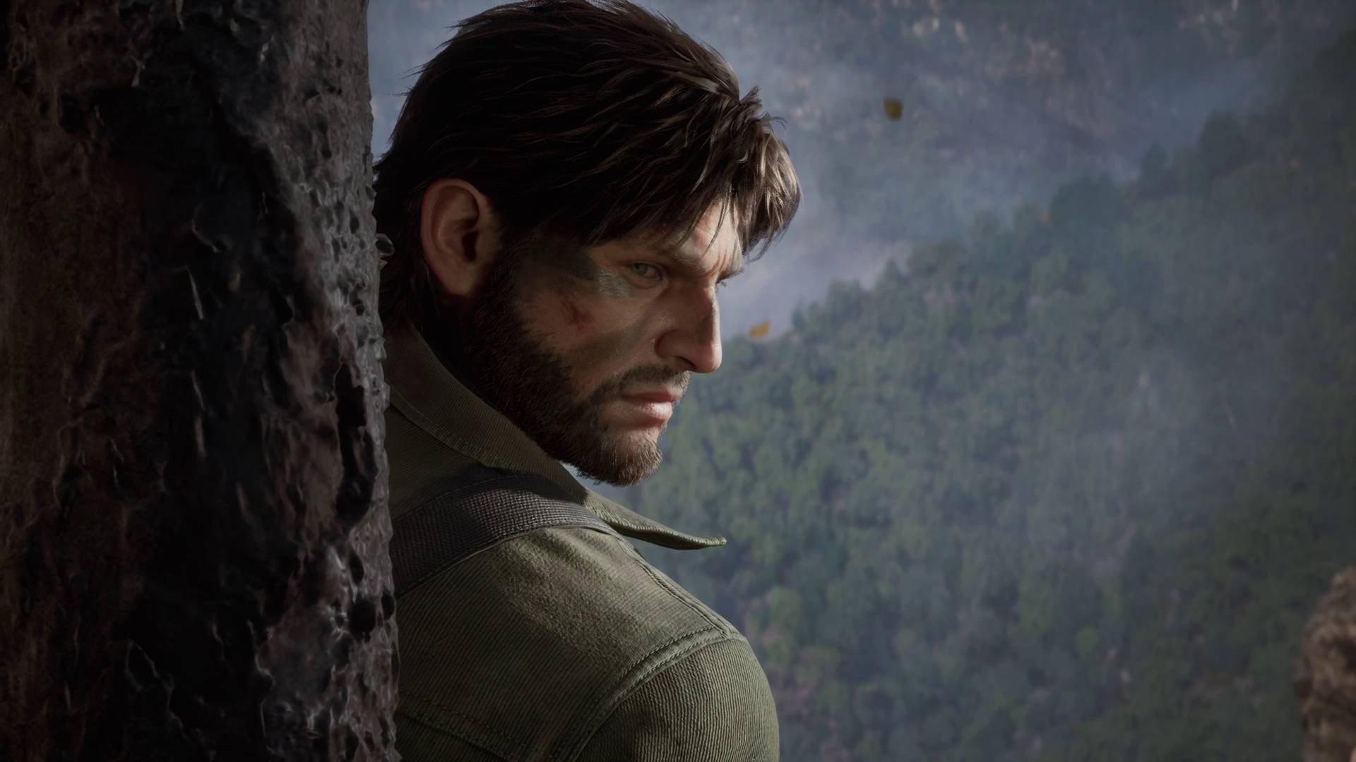 Metal Gear Solid Delta: Snake Eater snake behind a tree