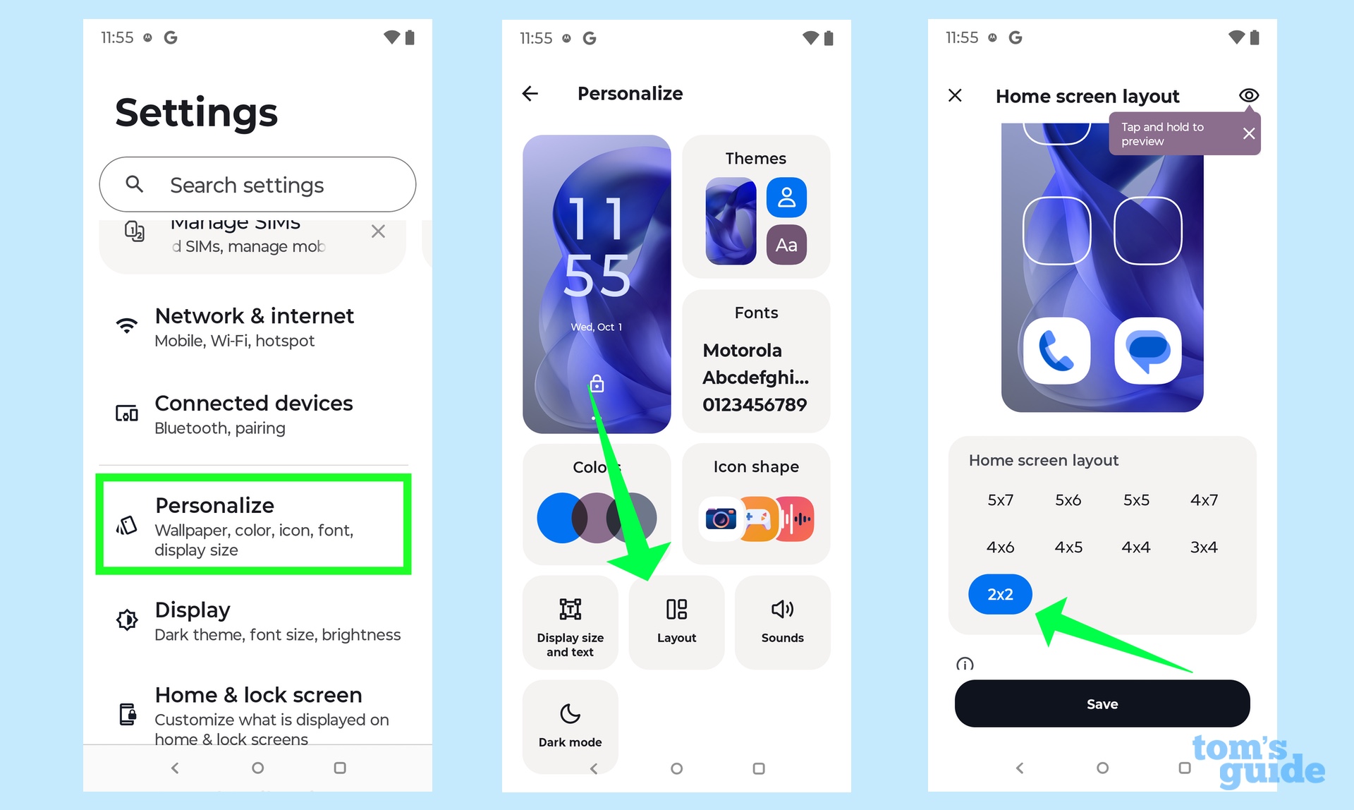 Make app icons bigger in Android settings
