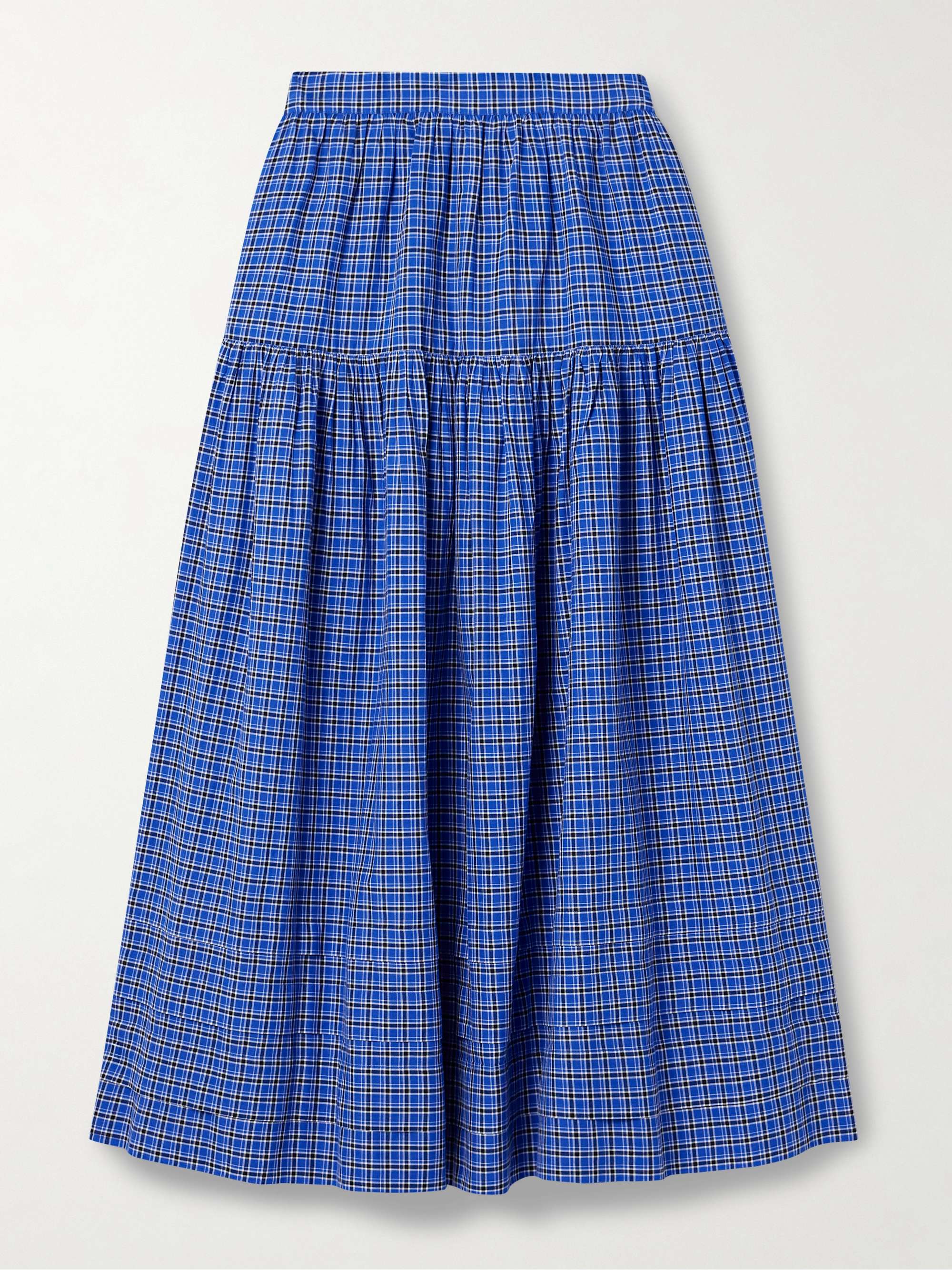 Sebastiane Tiered Checked Voile Midi Skirt