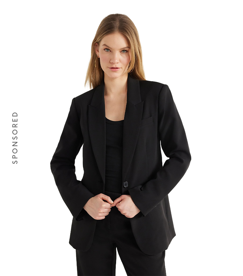 Scoop, Crepe One Button Suit Blazer