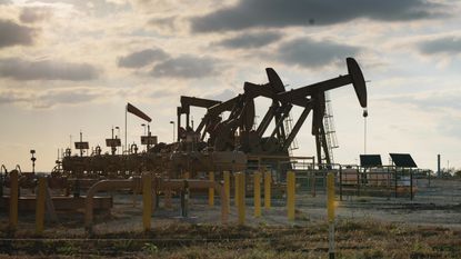 Oil pump unit pumping oil in the energy production area known as Eagle Ford in South Texas.