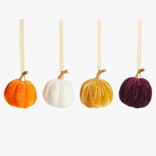 Four velour pumpkins in different colours