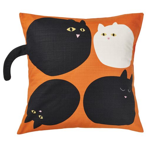 M&auml;vinn Cushion Cover - Cat Pattern Orange 20x20 "