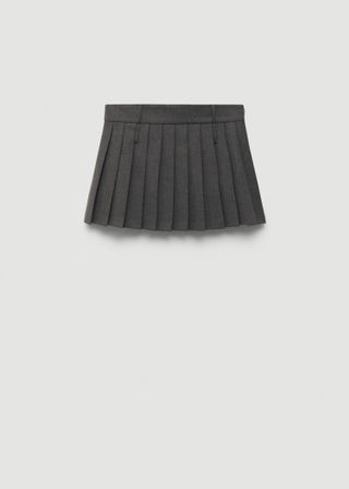 grey pleated mini skirt