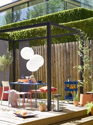 Decked area with large pergola