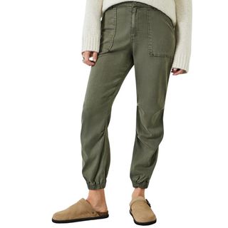 Hush Riley Washed Cargo Trousers, Khaki