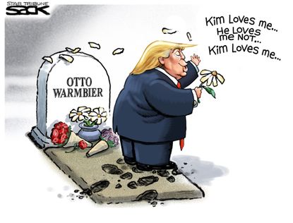 Political&nbsp;Cartoon&nbsp;U.S. Trump Otto Warmbier Kim Jong Un North Korea Prisoner