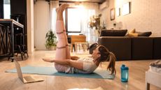 Woman exercising at home