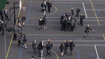 School children in a playground