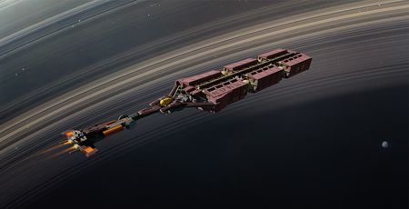 A spacecraft that stands out against Saturn's rings