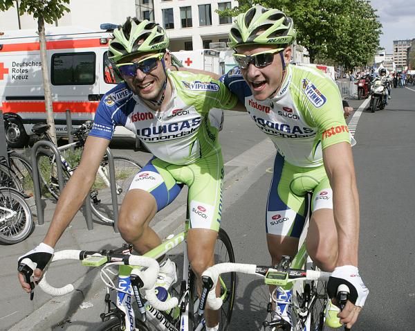 Nerz and Moser celebrate their Liquigas 1-2