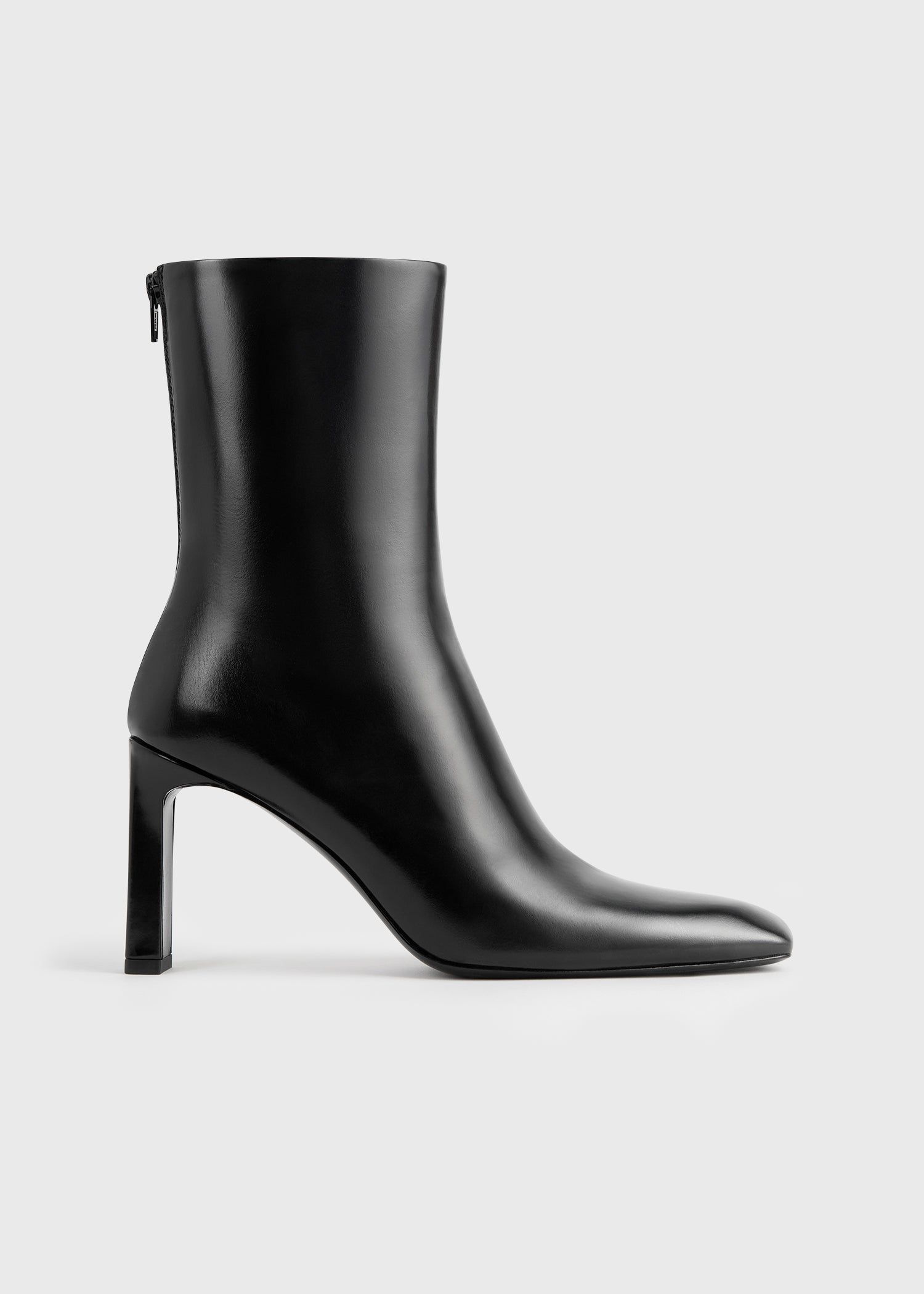 Bar Glossy Leather Boots Black