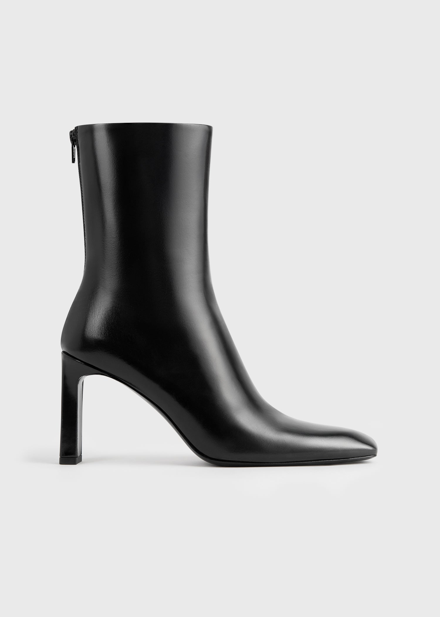 Bar Glossy Leather Boots Black