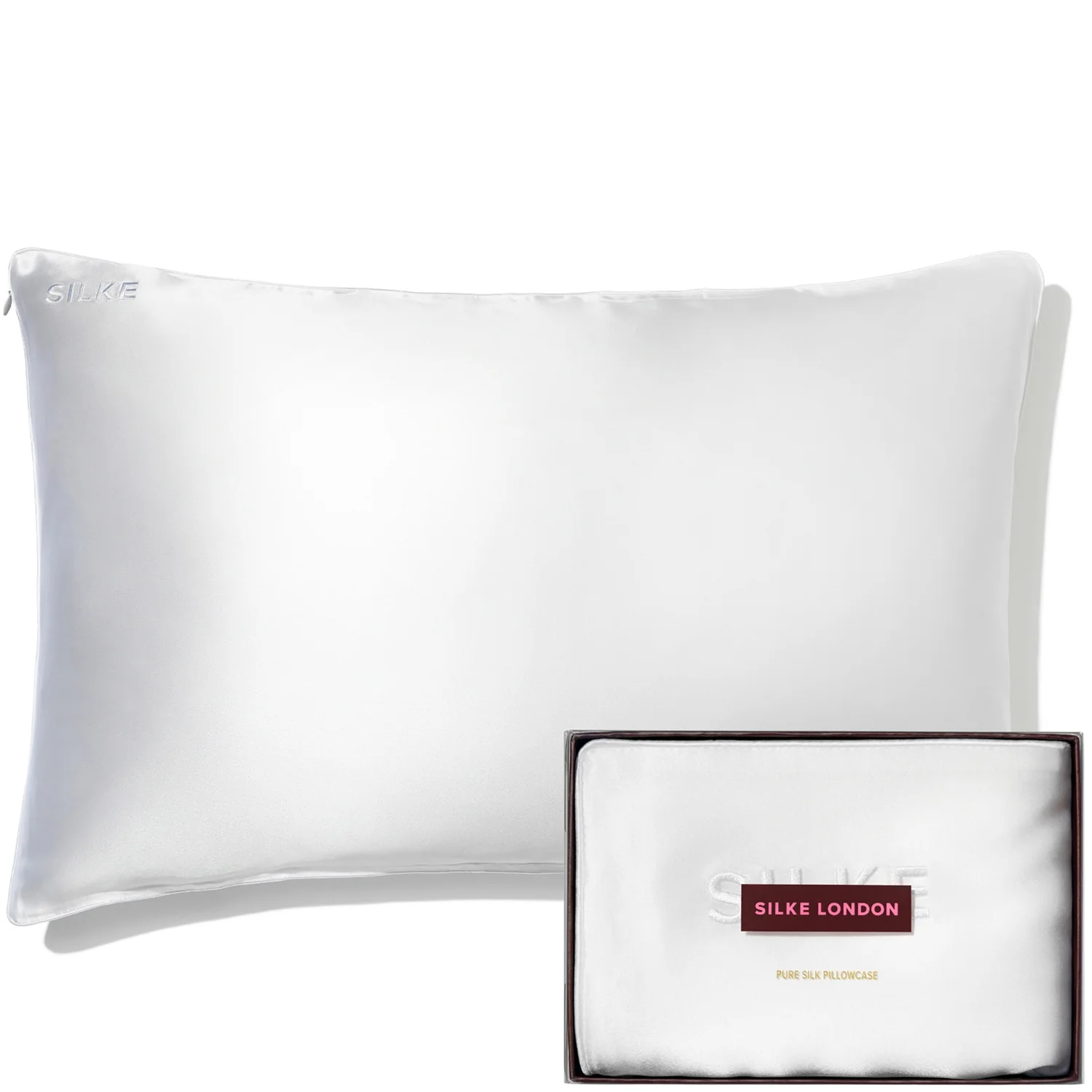 Silke Silk Pillowcase - Queen - White