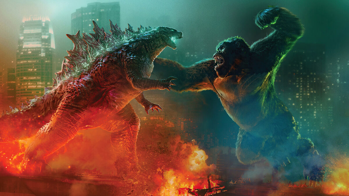 Godzilla and Kong fighting in the film Godzilla vs. Kong
