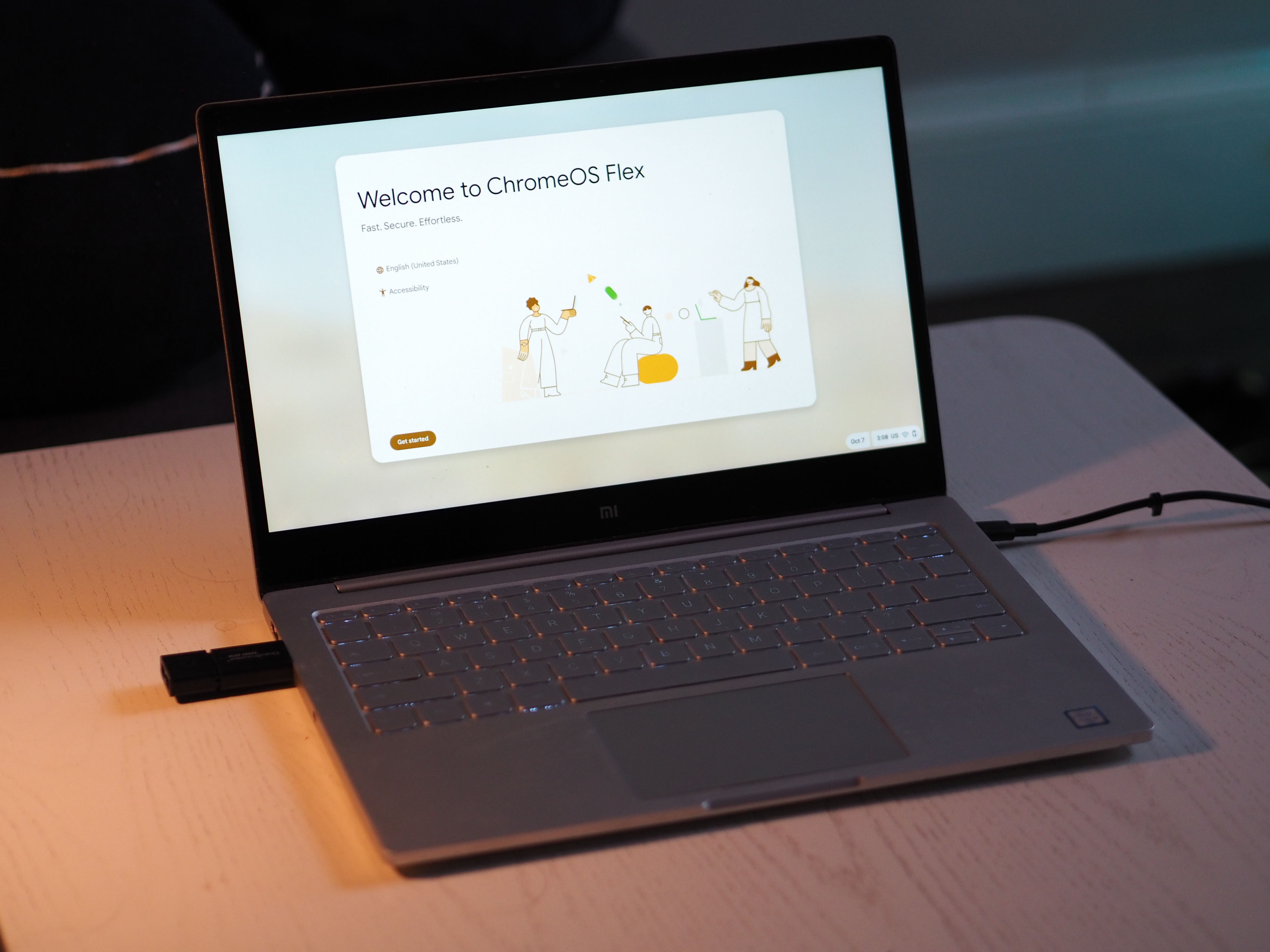 لقطة شاشة توضح عملية تحويل الكمبيوتر المحمول إلى جهاز Chromebook