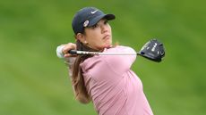 Michelle Wie West holds her finish on a drive