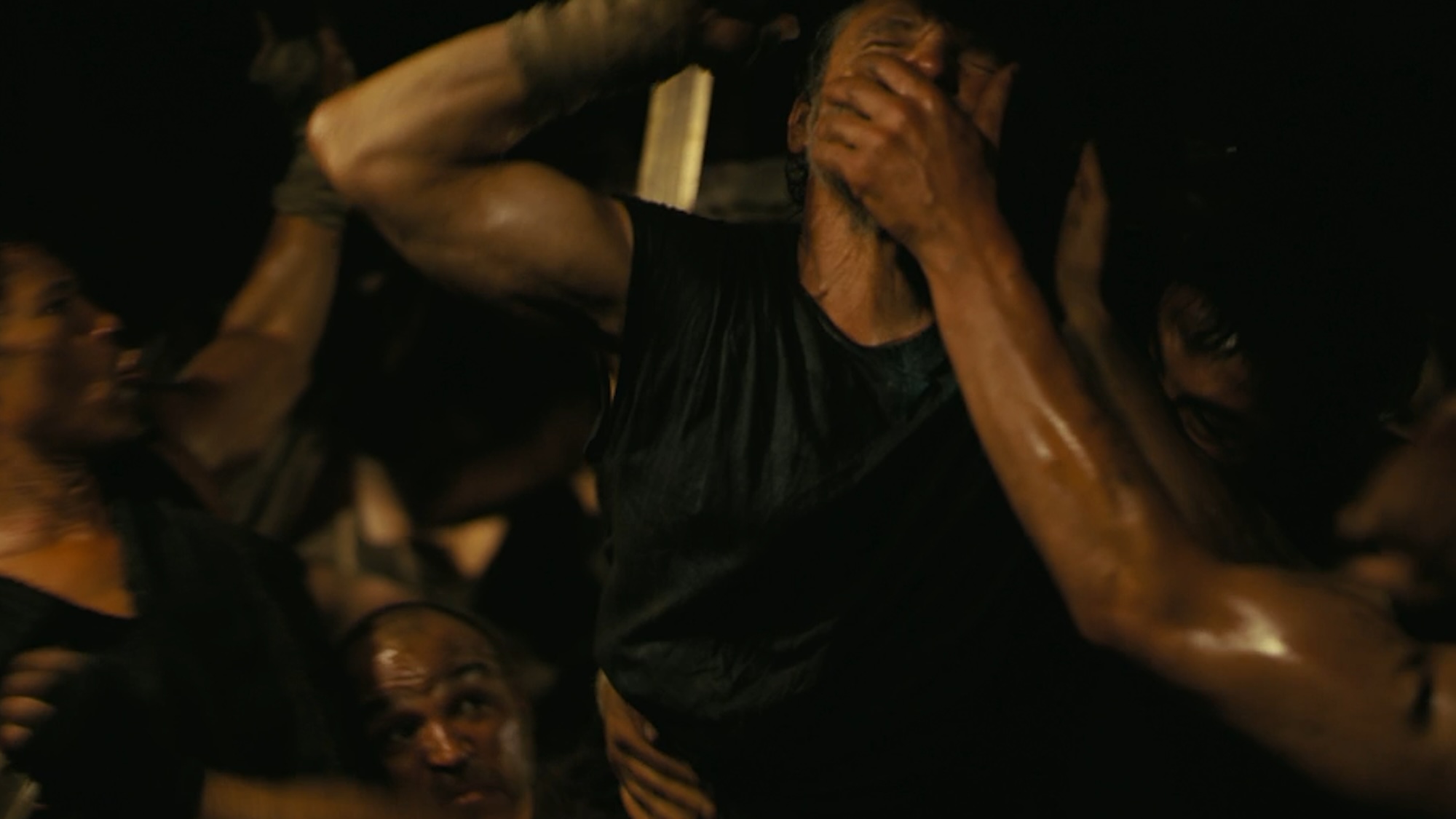 A soldier being stabbed inside the horse in The Odyssey