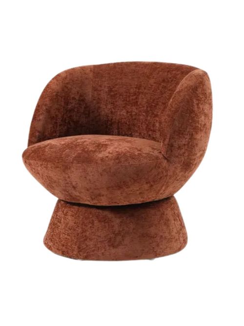 Tulip Chenille Curved Swivel Accent Chair