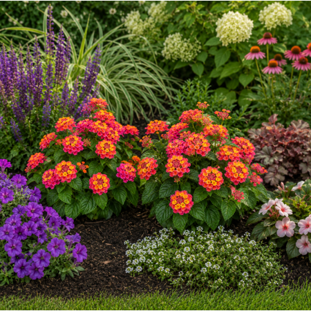 Set 2 Irene Lantana Camara Live Plants 4-6 Inches Tall, Colorful Flowering Plants for Garden, Patio, Containers