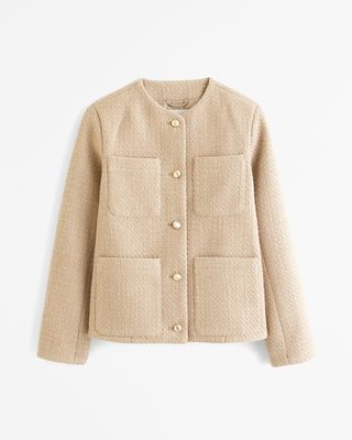 Collarless Tweed Jacket