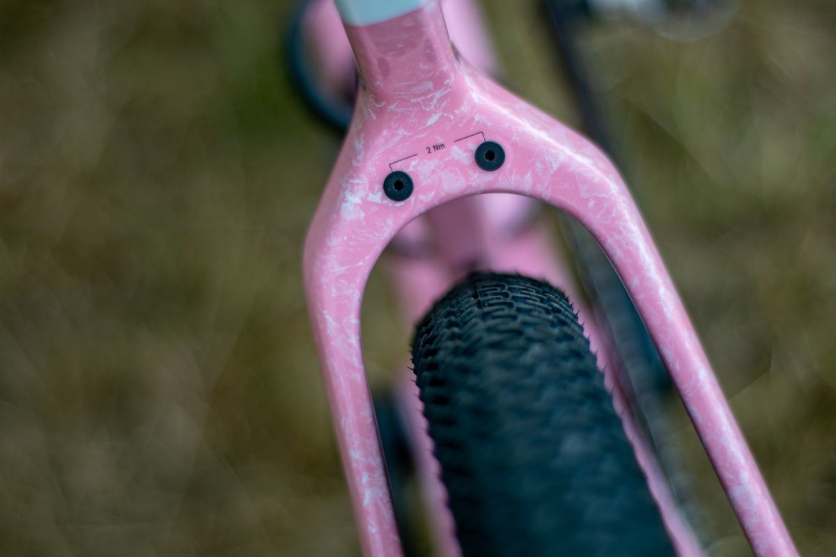 A Canyon Grail CF SLX 8 in the 'strawberry shake' colour