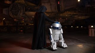 Luke Skywalker and R2-D2 at Star Wars: Galaxy's Edge at Disneyland