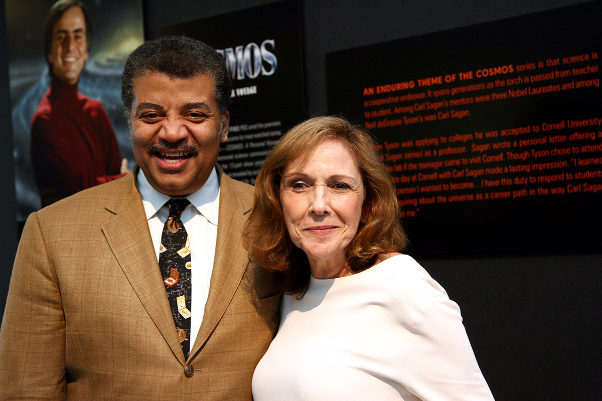 Astrophysicist Neil deGrasse Tyson (L) and writer/director Ann Druyan at the Fox and National Geographic channel screening of Cosmos: A Spacetime Odyssey on Aug. 3, 2014.