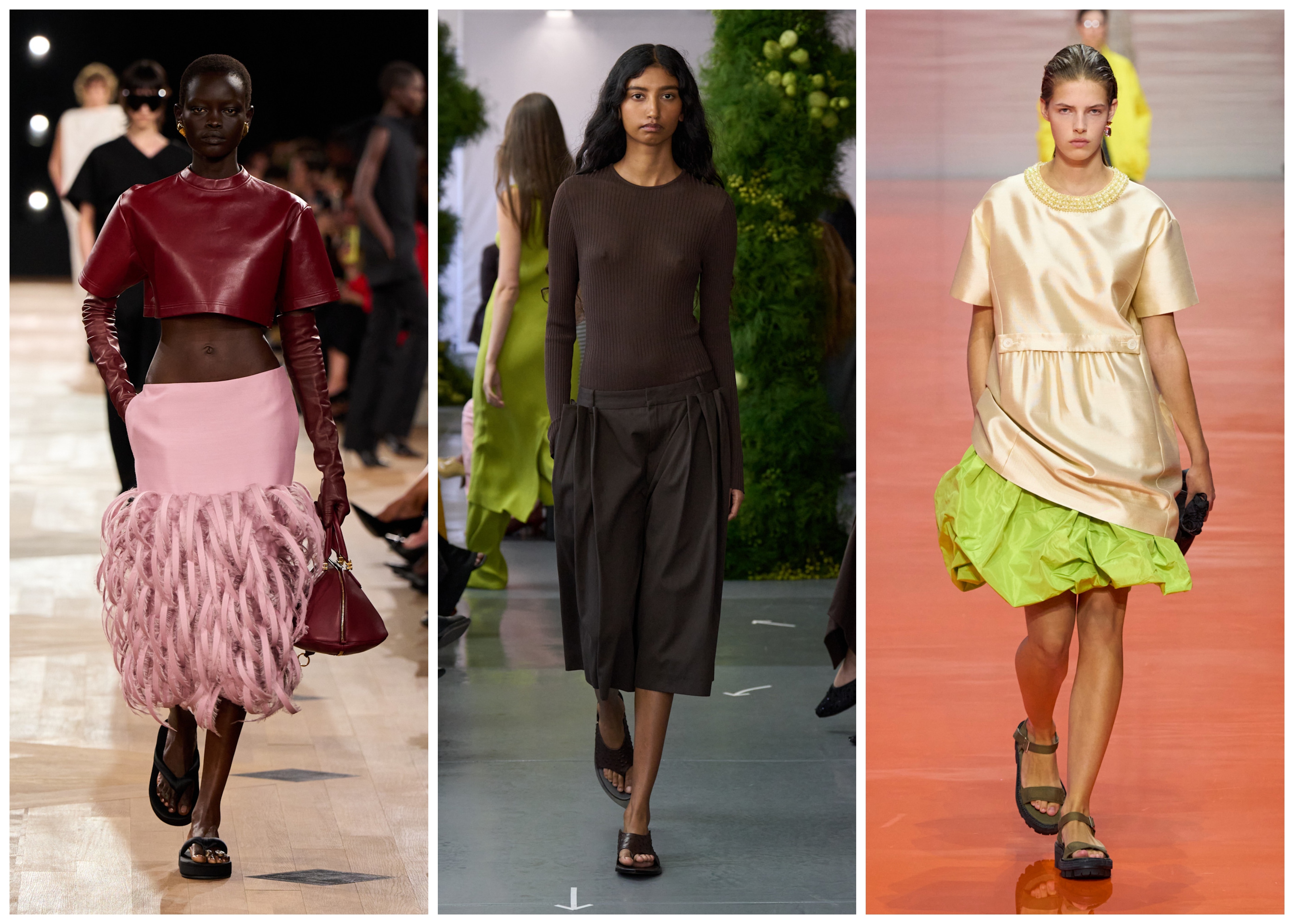 chunky sandals on the spring 2026 runways of Balenciaga, Tibi, and Prada