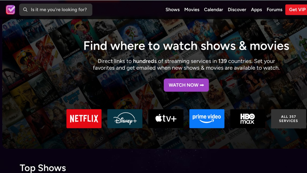 Screenshot of Trakt website