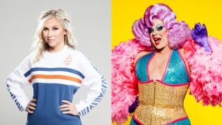 Her Universe's Ashley Eckstein side by side cropped with Rupaul's Drag Race Nina West.