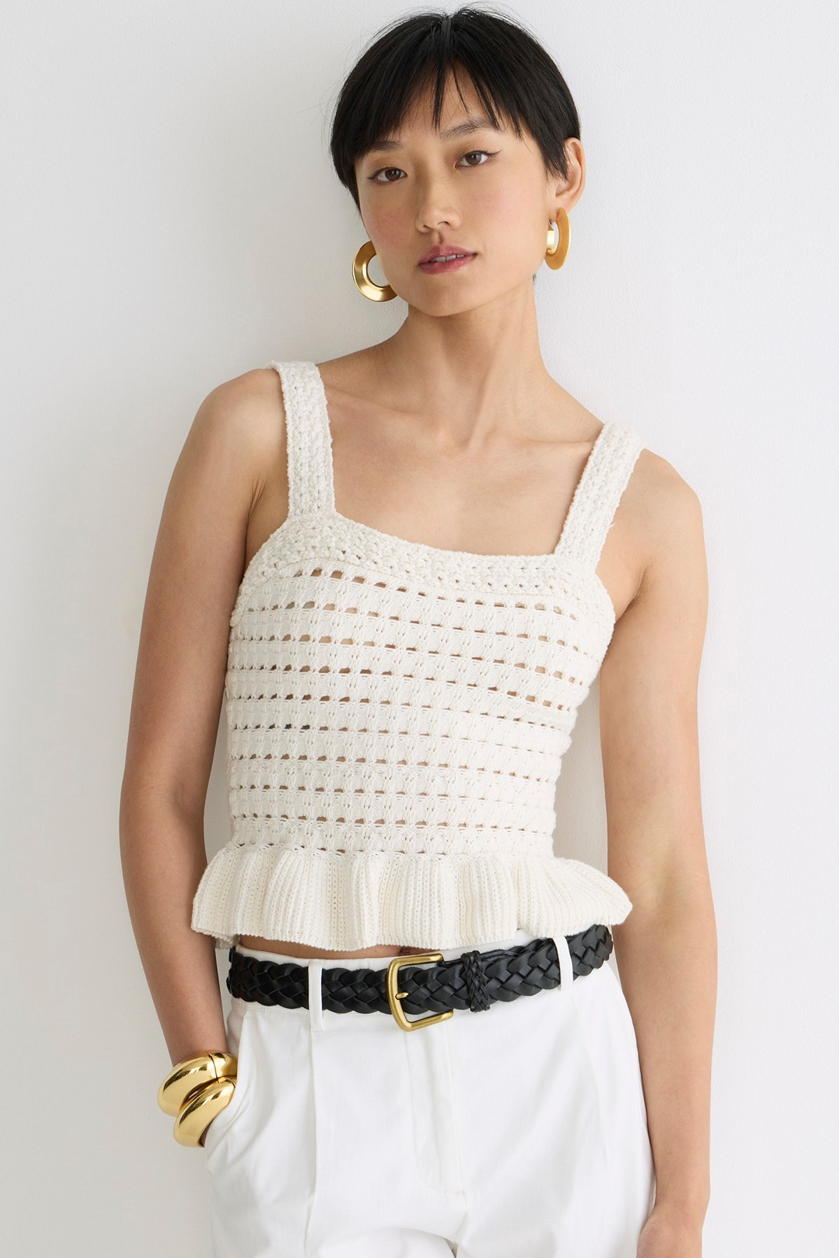 J.Crew Crochet Ruffle Sweater-Tank