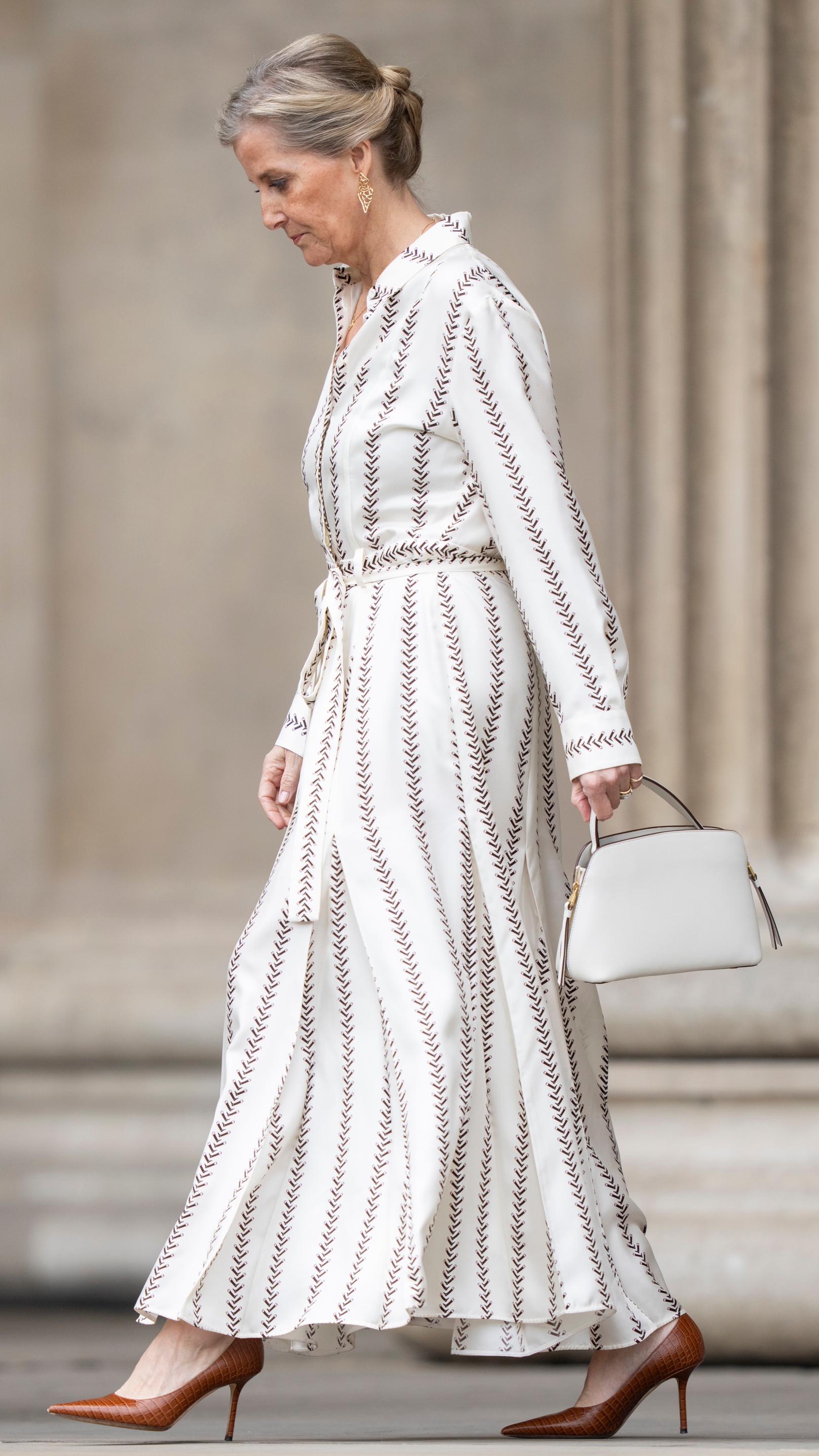 Sophie, Duchess of Edinburgh leaves the British Museum after viewing the design recommendations for the Queen Elizabeth Memorial on April 21, 2026